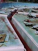 The main pipe channel that circles the fountain interior